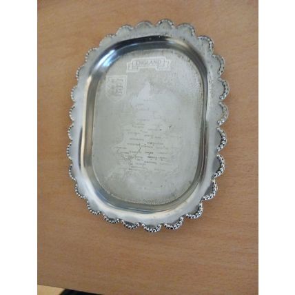 Small Decorative Metal Tray Map of England 5 Inches Metal Chrome Ashtray dish