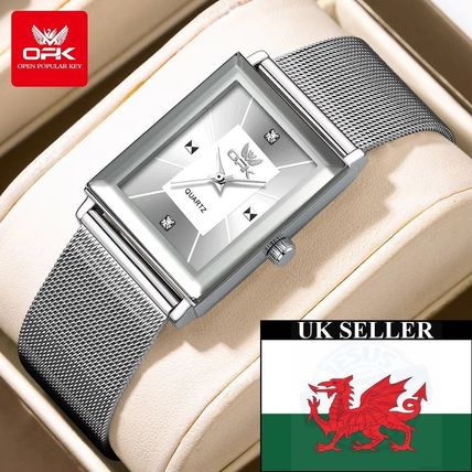 Gents Silver Square Face Silver Stainless Steel Milanese Strap Watch BOXED