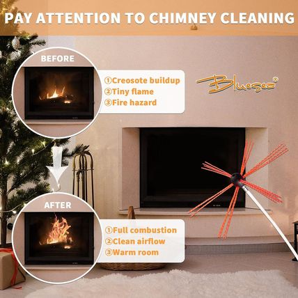 Bluesea 39 Feet Chimney Sweep Kit, Ergonomic Chimney Cleaning System with Strong