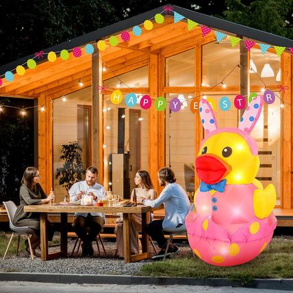 Leyndo 5FT Easter Giant Inflatables Duck Outdoor with Build-In LED Lights Large