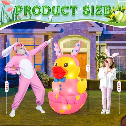 Leyndo 5FT Easter Giant Inflatables Duck Outdoor with Build-In LED Lights Large