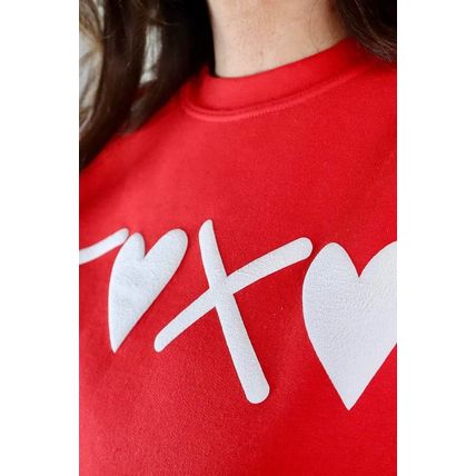 Red Puff XOXO Print Valentines Heart Sweatshirt