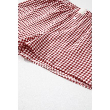 Red Plaid Gingham Printed High Waist Shorts