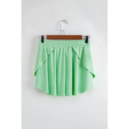 Light Green Drawstring High Waist Lined Tennis Skorts
