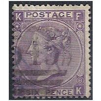 1869 SG109 6d Mauve Plate 8 Good Used Check Letters "FK".