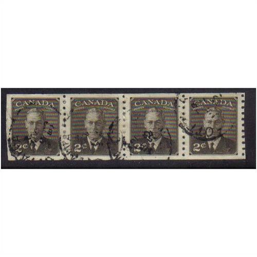 1949 canada george v1 2c f/u coil strip sg415a