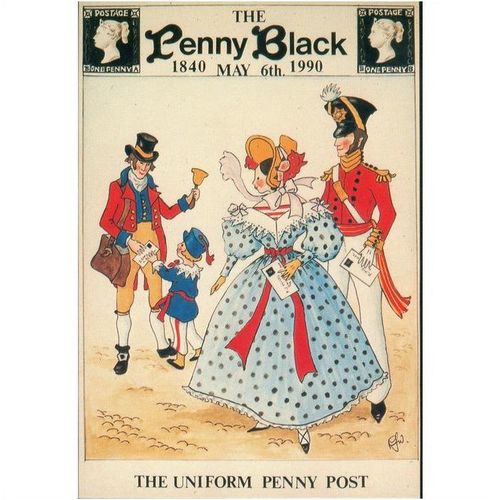 Rosalind J. Wicks postcard 1990 - + FDI The Uniform Penny Post - The Penny Black