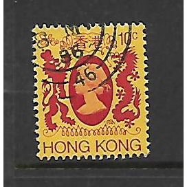HONG KONG 1982 10c BRIGHT CARMINE AND LEMON SG 415 FINE USED