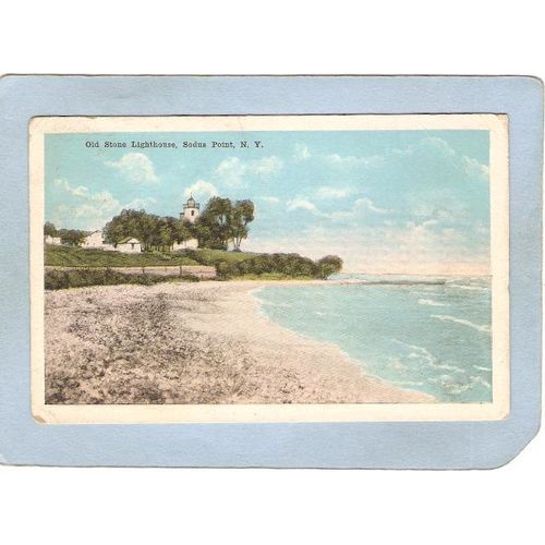 New York Sodus Point Lighthouse Postcard Old Stone Lighthouse lighthouse_b~803