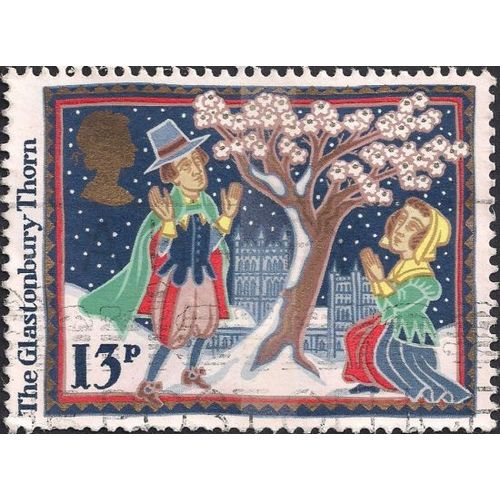 GB, CHRISTMAS, Glastonbury Thorn, blue 1986, 13p