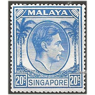 Singapore 1952 SG24a 24c Bright Blue Perf 17.5x18 Mounted Mint .. ..