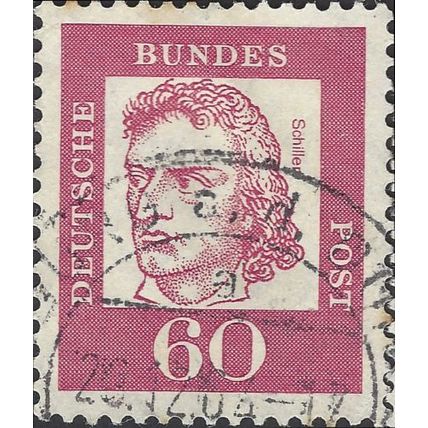 GERMANY, Friedrich von Schiller, poet, dark magenta 1962, 60pf, #7