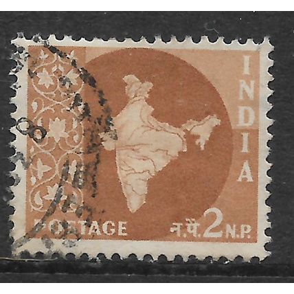 INDIA 1957 MAP OF INDIA 2np LIGHT BROWN SG 376 FINE USED#3