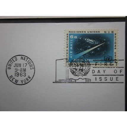 A1960's GROUP OF SEVEN UNITED NATIONS POSTAL CARDS WITH F.D.I. POSTMARKS.(02227)