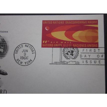 A1960's GROUP OF SEVEN UNITED NATIONS POSTAL CARDS WITH F.D.I. POSTMARKS.(02227)