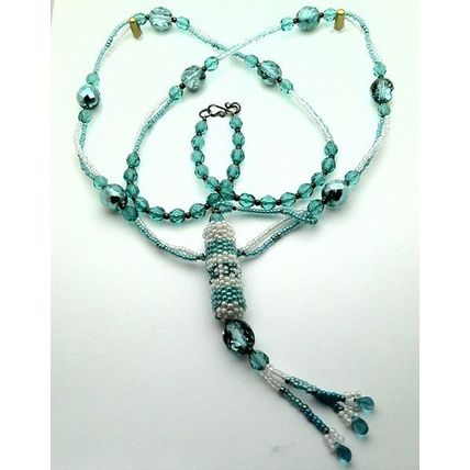 Light Blue Beaded Aroma Therapy Vial Necklace 2