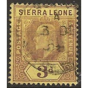 Sierra Leone 1907 SG104 3d Purple/Yellow Fine Used .