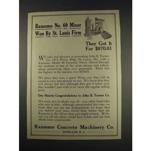 1913 Ransome Concrete Mixer No. 60 Ad