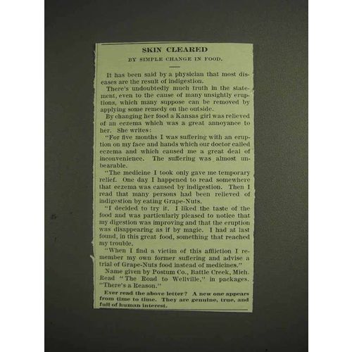 1914 Grape-Nuts Cereal Ad - Skin Cleared