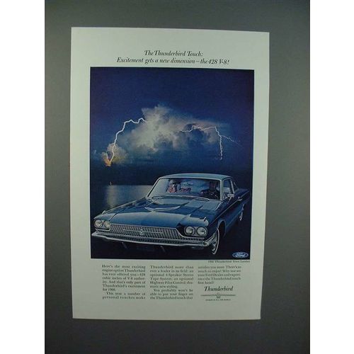 1966 Ford Thunderbird Town Landau Car Ad - 428 V8!