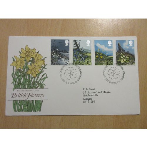 1979 British Flowers FDC Post Office Cover Bureau Postmark