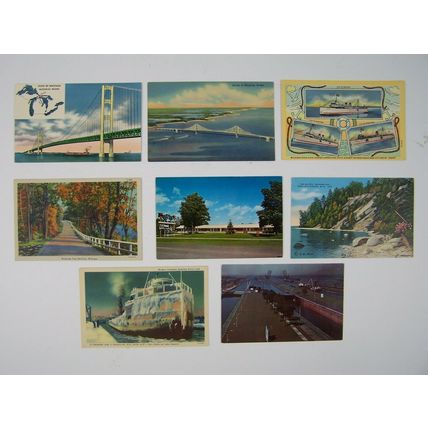 Mackinac, Sault Ste Marie & Area MI Michigan 8 Post Card Lot