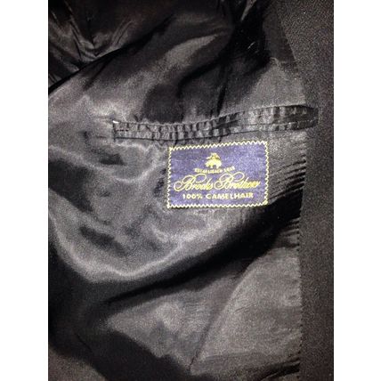 Two-Button 100% CamelHair Sport Black Coat Men Size 46 Regular Brooks Brothers