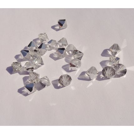 24 Clear Silver Vitrail Glass Bicone Beads 10mm Vintage Czech Crafting bd084