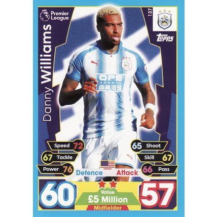 Match Attax 2017/2018 137 Danny Williams Huddersfield Town