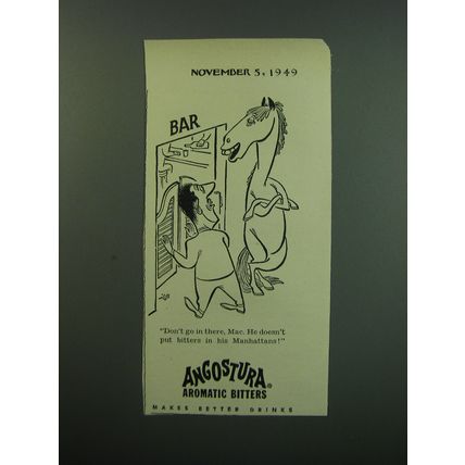 1949 Angostura Aromatic Bitters Ad - cartoon by Virgil Partch - Don't go in