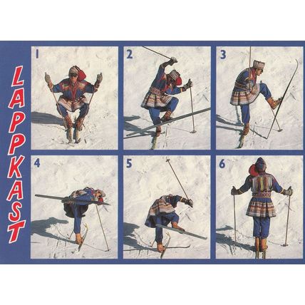 Lappkast Swedish Ski Instructions Postcard