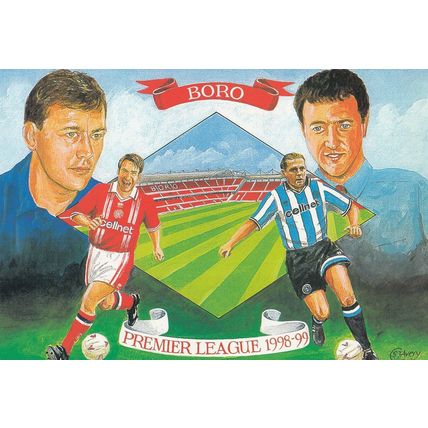 Middlesborough Football Club 1998 Bryan Robson Premiership Painting Postcard