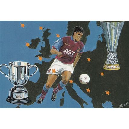 Aston Villa European Football Club 1990s Cup Painting Artist Postcard