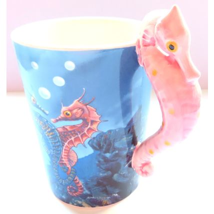 Seahorse Mug with Seahorse Shaped Handle Ceramic 13 CM