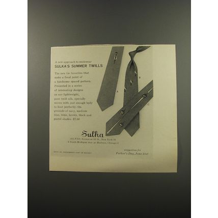1953 A. Sulka Ties Advertisement - A new approach to neckwear