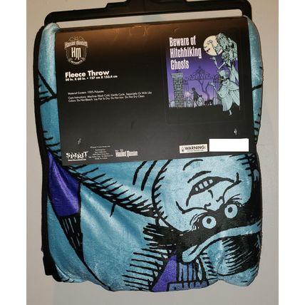 HAUNTED MANSION BEWARE OF HITCHHIKING GHOSTS CEMETERY THROW BLANKET~NW~HALLOWEEN