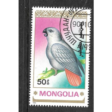 MONGOLIA 1990 PARROTS 50M GREY PARROT SG 2157 FINE USED #3