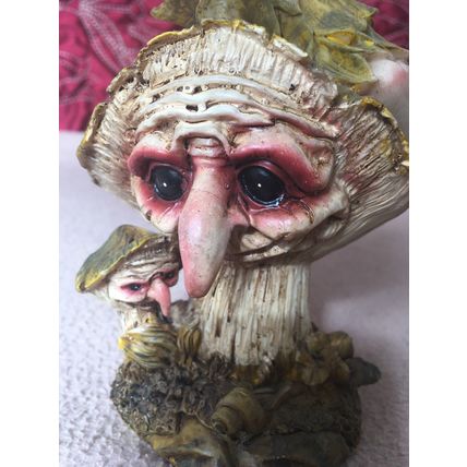 Mythical and Magical Fairy on a Witch Face Toadstool Indoor or Outdoor Figurine