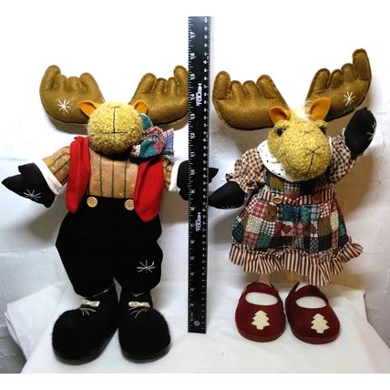 Christmas Moose's 15" Tall - Pair Male & Female! Adorable Christmas Season Decor