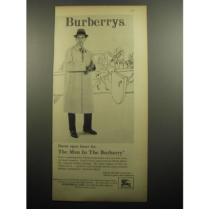 1957 Burberrys Weatherproof Coat Ad - Doors open faster