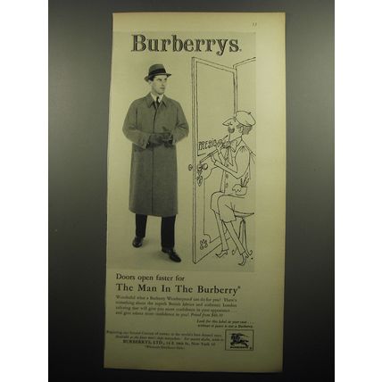 1957 Burberrys Weatherproof Coat Advertisement - Doors open faster