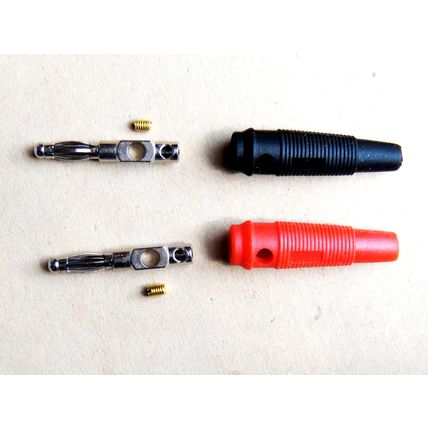 4mm Plugs, Rubber, Red & Black, Top Quality. New Old Stock