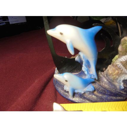 DOLPHIN w/ CALF CANDLE HOLDER & WARMER Resin Statue! $12.00 obo!