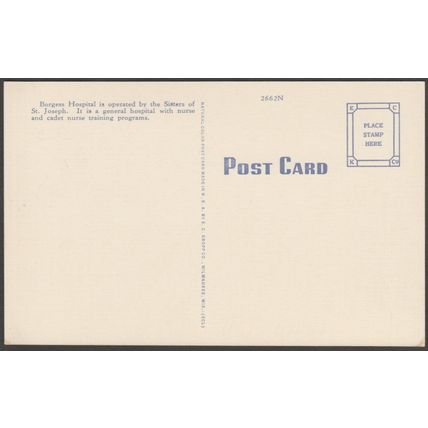 Borgess Hospital, Kalamazoo, Michigan, c.1940s - EC Kropp Postcard