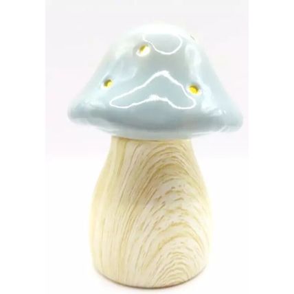 Grey Ceramic Mushroom Ornament LED 13.5 CM Light Home Decor Gift Decor Christmas
