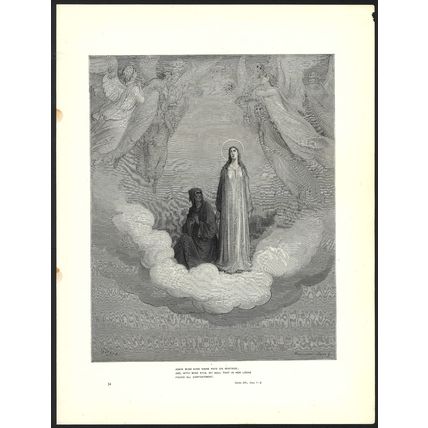 CONTEMPLATING BEATRICE 1903 Gustave Doré - Dante Alighieri ANTIQUE ENGRAVING