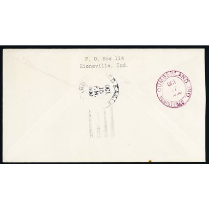 Eagle 1930 Red Eagle, OKLA VERY RARE Fancy Cancel Registered Cover - Stuart Katz