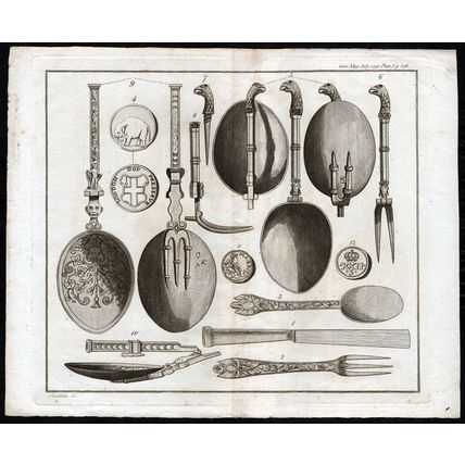 CUTLERY ITEMS 1790 Jacob C Schnebbelie - Gentleman's Magazine ENGRAVING