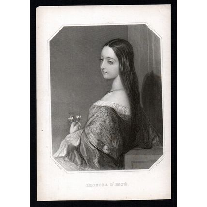 LEONORA D’ESTE 1842 Henry Thomas Ryall - Frank Stone ANTIQUE ENGRAVING