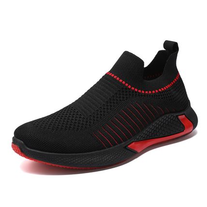 Fashion Mesh Sock Shoes With Striped Design Men Outdoor Breathable Slip-on Sneak